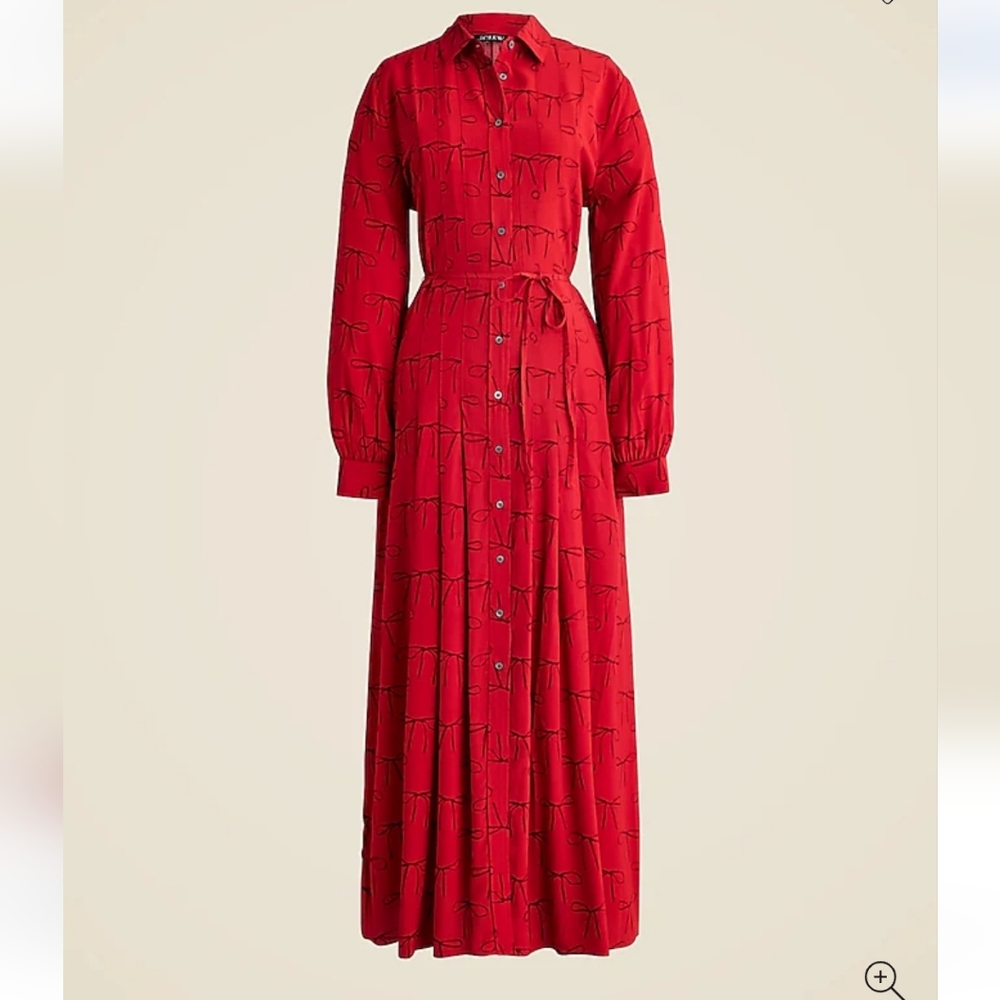 Red Bow Long Sleeve Maxi Dress